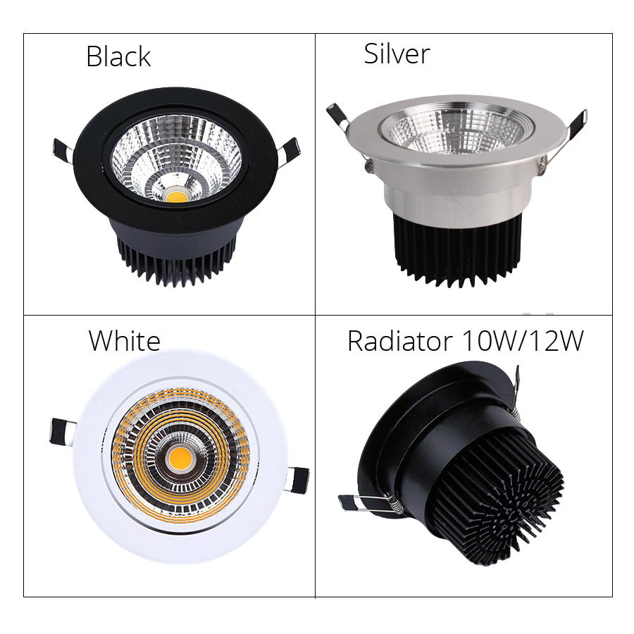 LRLEDS Architectural COB LED Recessed Spotlight - Dimmable 5W/7W/10W, High CRI >90, Black Finish Ceiling Downlight