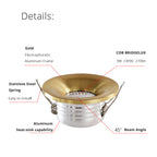 LRLEDS Luxury Gold & Silver Mini COB LED Spotlight - 3W Recessed Accent Light, High CRI >90 (35-40mm Cutout)