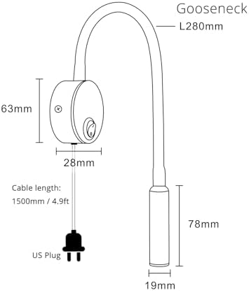 Modern Gold Gooseneck Wall Reading Light - 25° Private Focused Beam (CRI 90+)