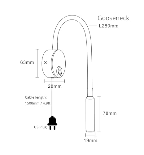Modern Gold Gooseneck Wall Reading Light - 25° Private Focused Beam (CRI 90+)