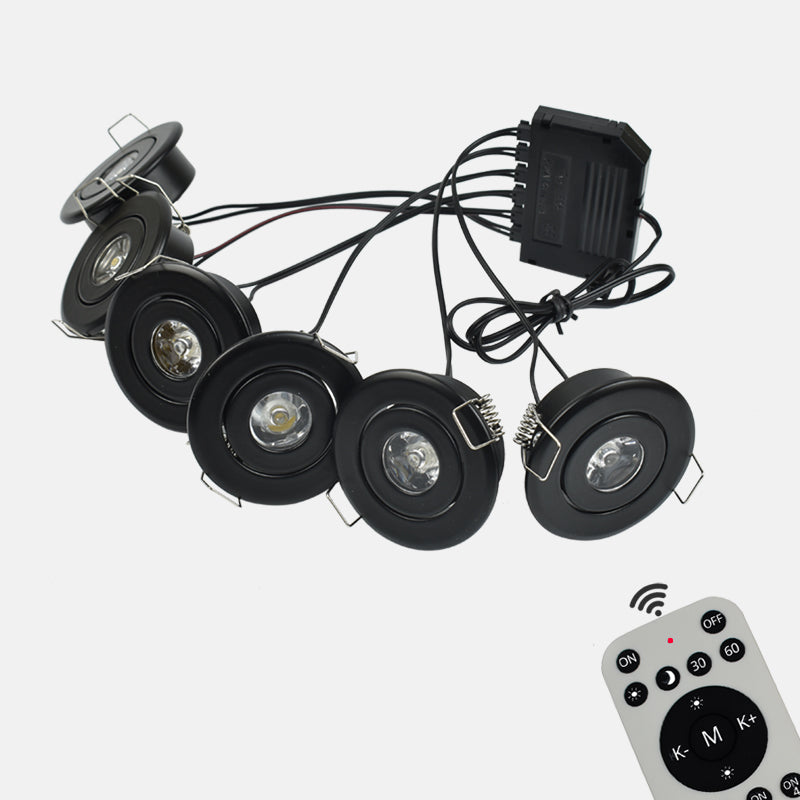 LRLEDS 6-Pack Remote Dimmable Mini LED Gazebo Lighting Kit - 18W IP65 Waterproof Recessed Spotlights, Black (30° Focused Beam, Complete DIY Set)