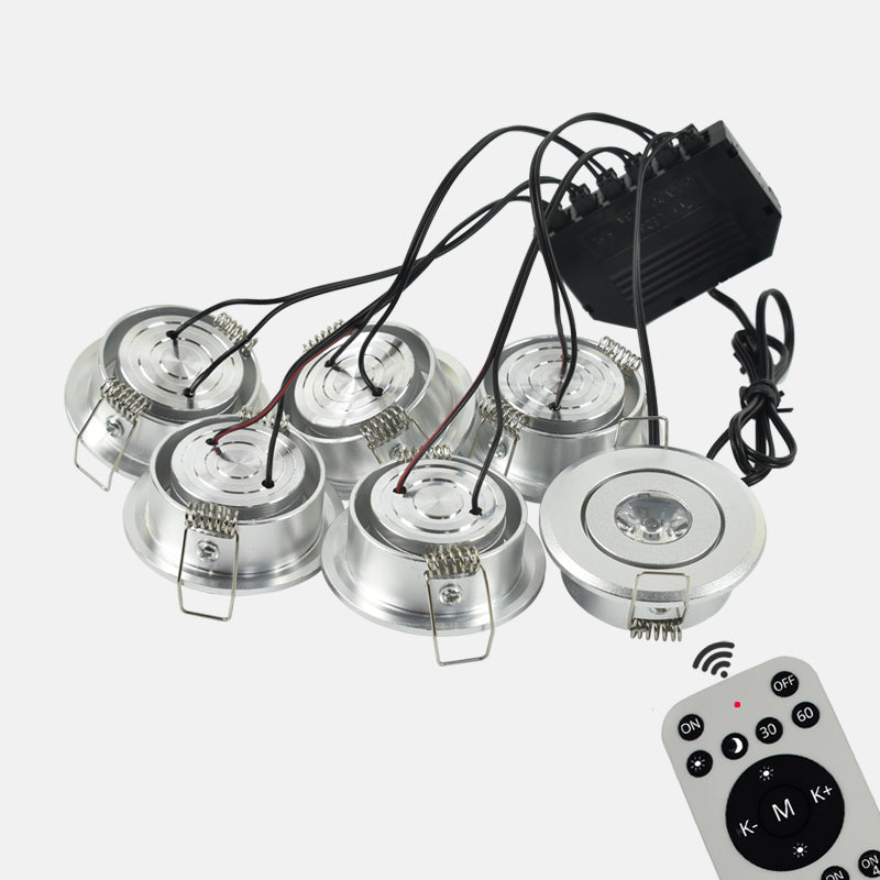 LRLEDS 6-Pack Remote Dimmable Mini LED Gazebo Lighting Kit - 18W IP65 Waterproof Recessed Spotlights, Silver (30° Focused Beam, Complete DIY Set)