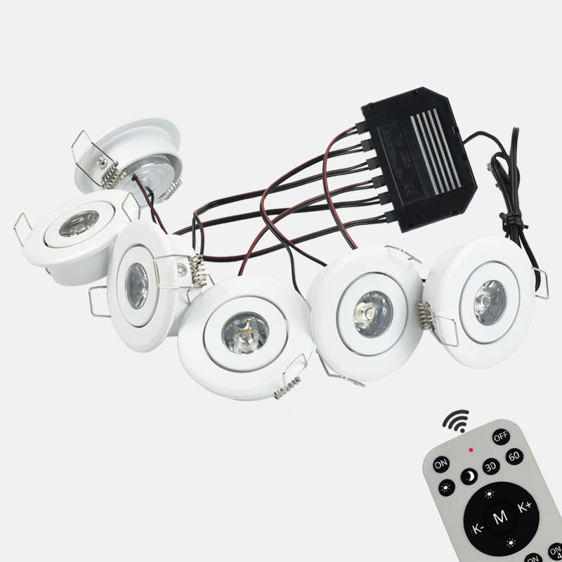 LRLEDS 6-Pack Remote Dimmable Mini LED Gazebo Lighting Kit - 18W IP65 Waterproof Recessed Spotlights, White (30° Focused Beam, Complete DIY Set)