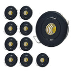 Mini 3W COB LED Downlight (10-Pack, Industrial Black) - Premium Showcase & Jewelry Lighting