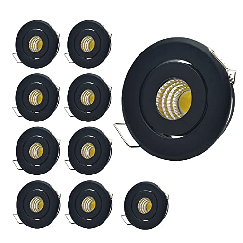 Mini 3W COB LED Downlight (10-Pack, Industrial Black) - Premium Showcase & Jewelry Lighting