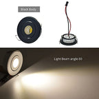 Mini 3W COB LED Downlight (10-Pack, Industrial Black) - Premium Showcase & Jewelry Lighting
