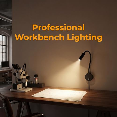 Industrial Matte Black Gooseneck Wall Reading Lamp - 25° Private Focused Beam (2-Pack)