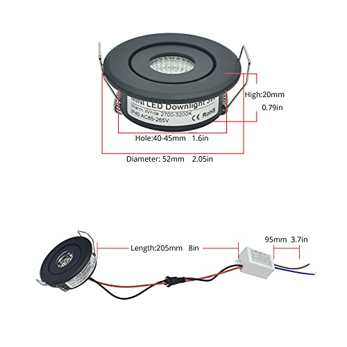 Mini 3W COB LED Downlight (10-Pack, Industrial Black) - Premium Showcase & Jewelry Lighting