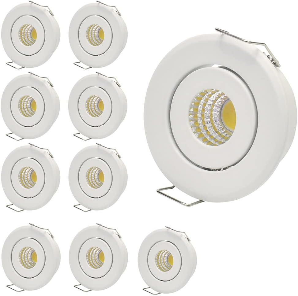 Mini 3W COB LED Downlight (10-Pack) - Showcase & Jewelry Cabinet Lighting