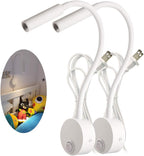 Architectural White Gooseneck Wall Reading Lamp - 25° Private Focused Beam (2-Pack)