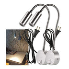Sleek Silver Bed Reading Light - Dual-Texture Architectural Design (2-Pack)