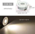 Mini 3W COB LED Downlight (10-Pack) - Showcase & Jewelry Cabinet Lighting