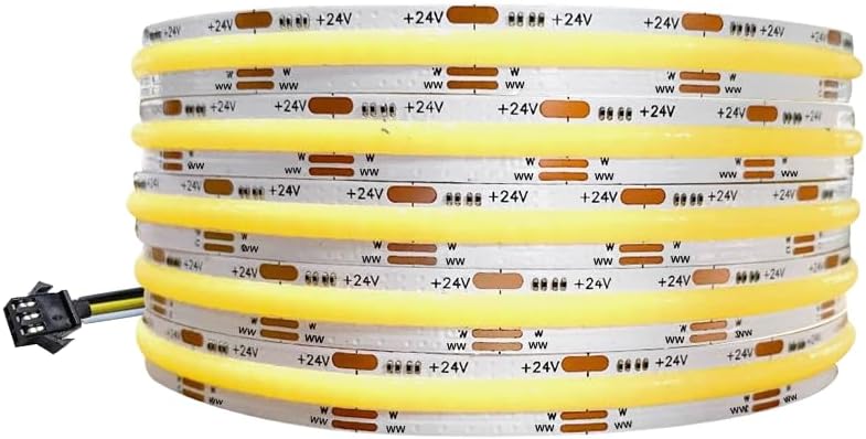 16.4ft Tunable CCT 2700K-6500K COB LED Strip Light - High Density 608 LEDs/m, CRI 90+, 24V