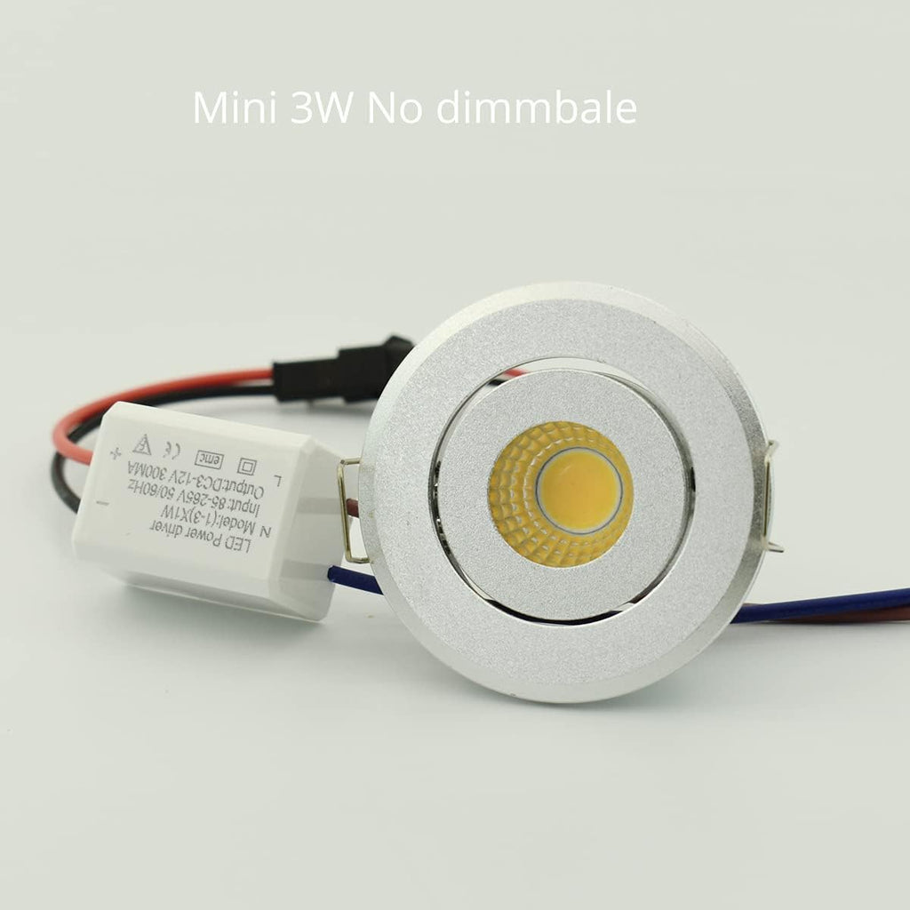 Mini 3W COB LED Downlight (10-Pack, Tech Silver) - Premium Showcase & Jewelry Lighting