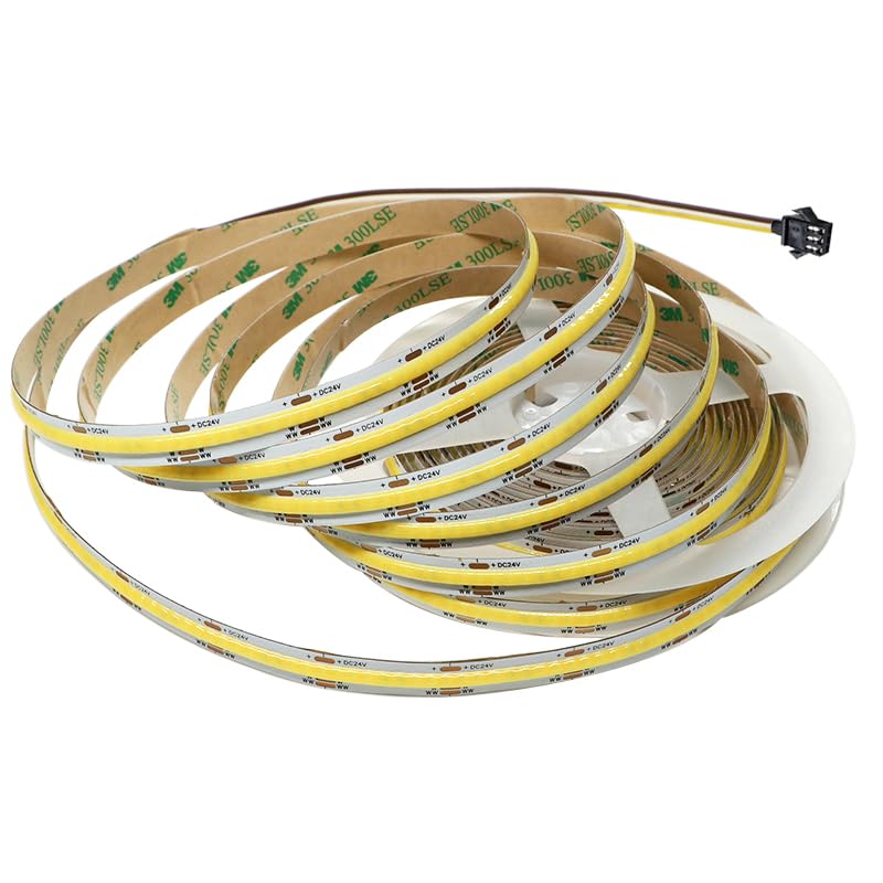 16.4ft CCT COB LED Strip Light Kit - Tunable 2700K-6500K, CRI 90+, 24V with Remote & Power Supply