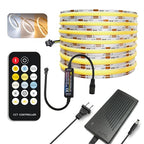 16.4ft CCT COB LED Strip Light Kit - Tunable 2700K-6500K, CRI 90+, 24V with Remote & Power Supply
