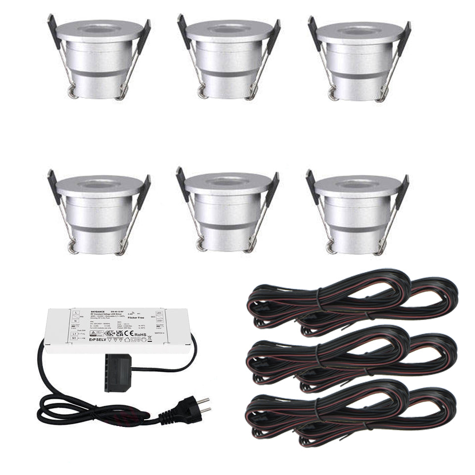 Dimming IP44 6-12 Pack LED Recessed Spotlight Kit Power Supply Multi Use Lights for Gazebo, Pergola, Patio, Carport, Bathroom & Basement