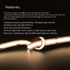10ft (3m) 12V COB LED Strip Light Kit - Warm White 3000K, CRI 95, Dimmable with RF Remote