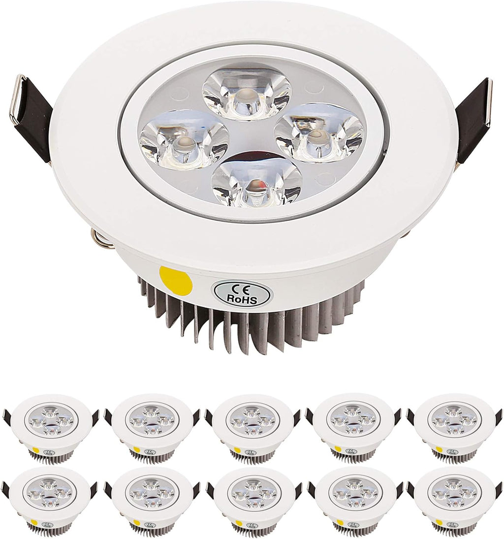 4W Architectural Recessed LED Downlight (10-Pack) - Adjustable 30° Tilt, Dimmable, CRI 90+