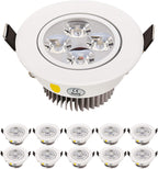 4W Architectural Recessed LED Downlight (10-Pack) - Adjustable 30° Tilt, Dimmable, CRI 90+
