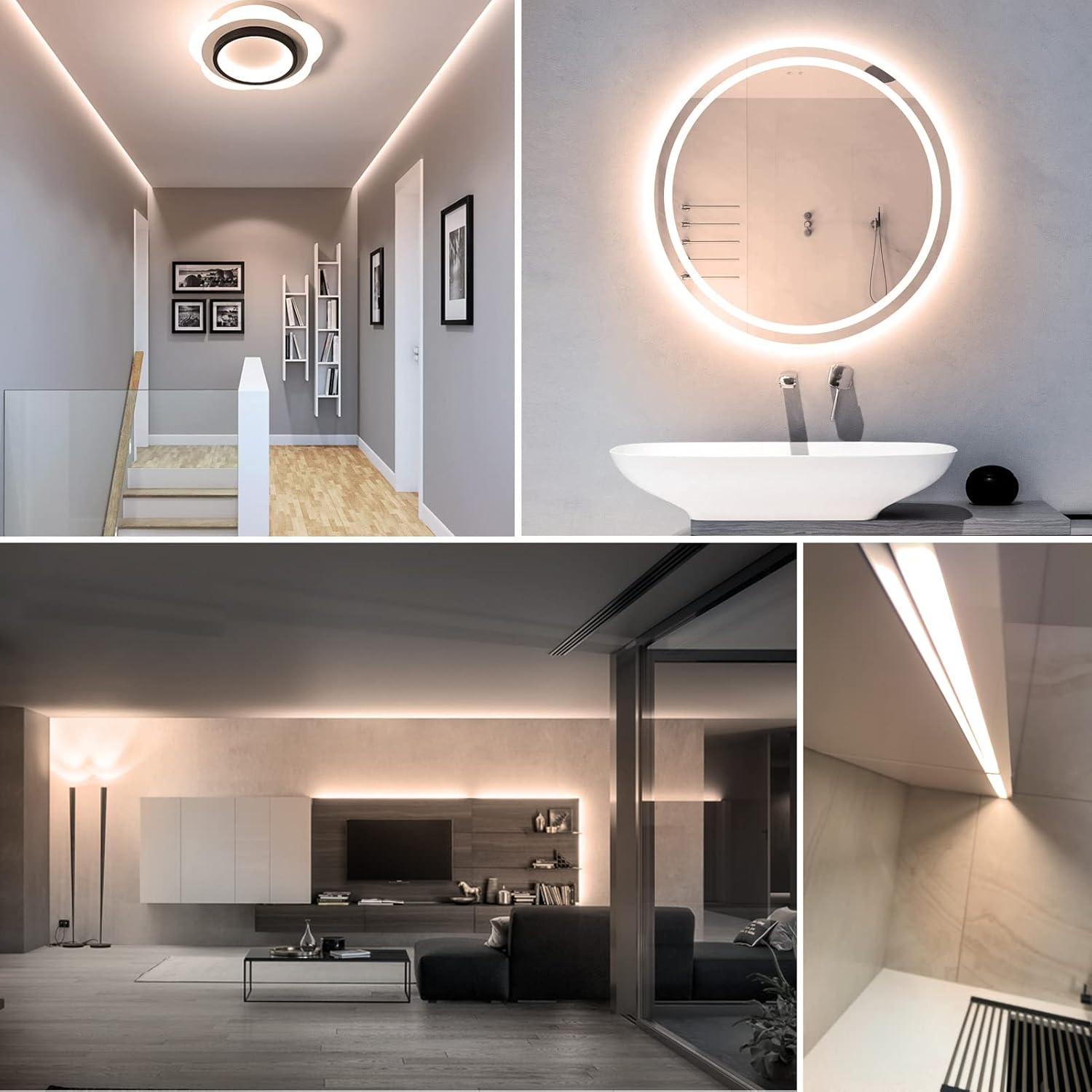 10ft (3m) 12V COB LED Strip Light Kit - Warm White 3000K, CRI 95, Dimmable with RF Remote