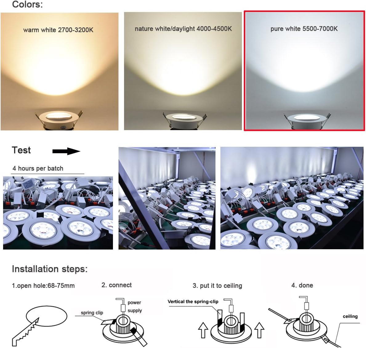 4W Architectural Recessed LED Downlight (10-Pack) - Adjustable 30° Tilt, Dimmable, CRI 90+