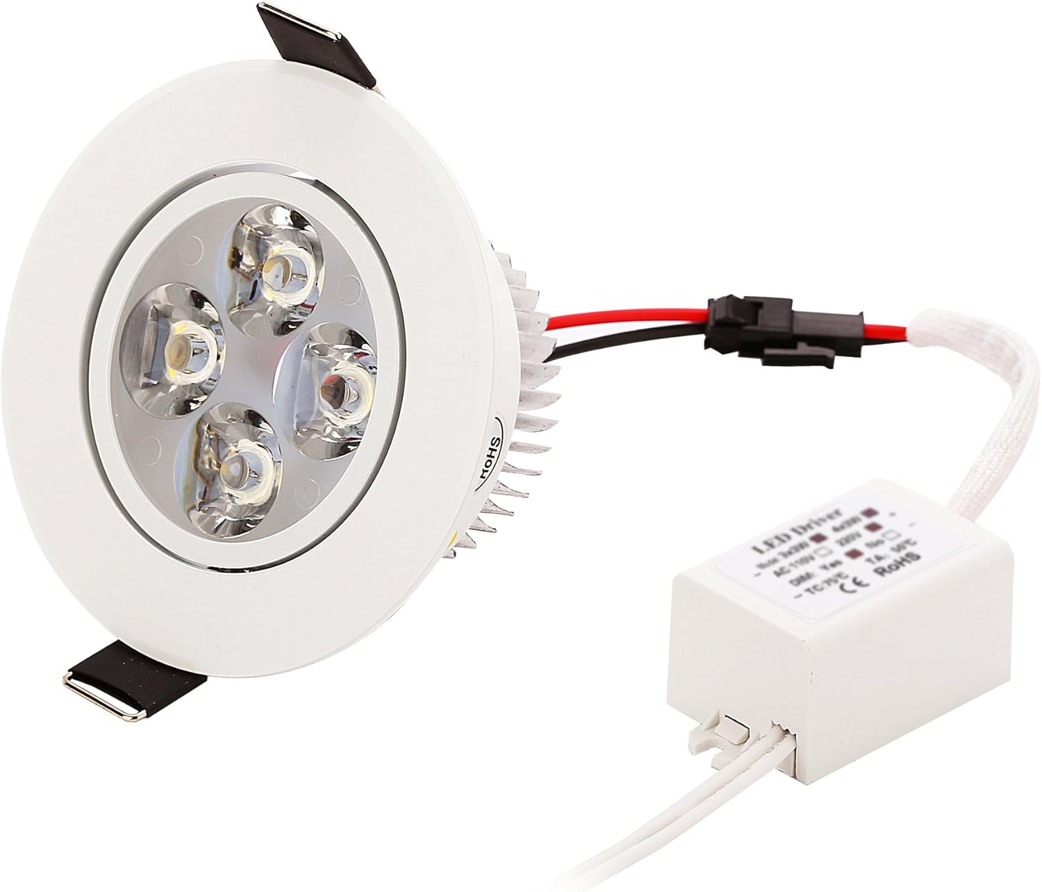 4W Architectural Recessed LED Downlight (10-Pack) - Adjustable 30° Tilt, Dimmable, CRI 90+