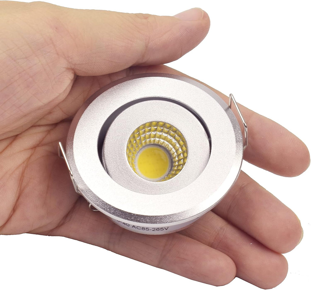 Mini 3W COB LED Downlight (10-Pack, Tech Silver) - Premium Showcase & Jewelry Lighting