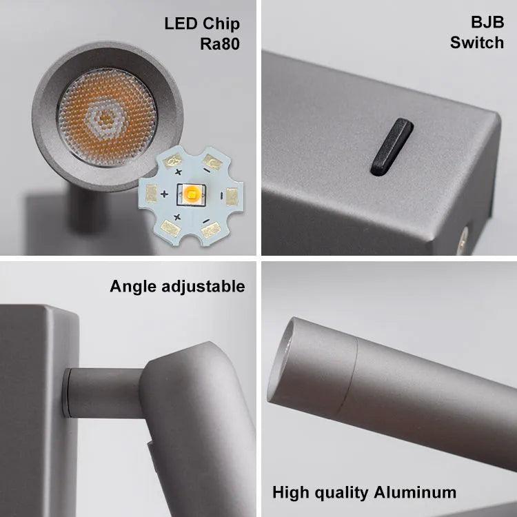 Modern Minimalist Bedside Reading LED Wall Light with Switch - 40D-MSA