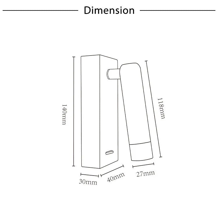 Modern Minimalist Bedside Reading LED Wall Light with Switch - 40D-MSA