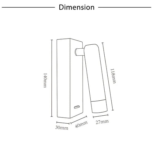 2 Pack Modern Minimalist Bedside Reading LED Wall Light with Switch - 40D-MSA