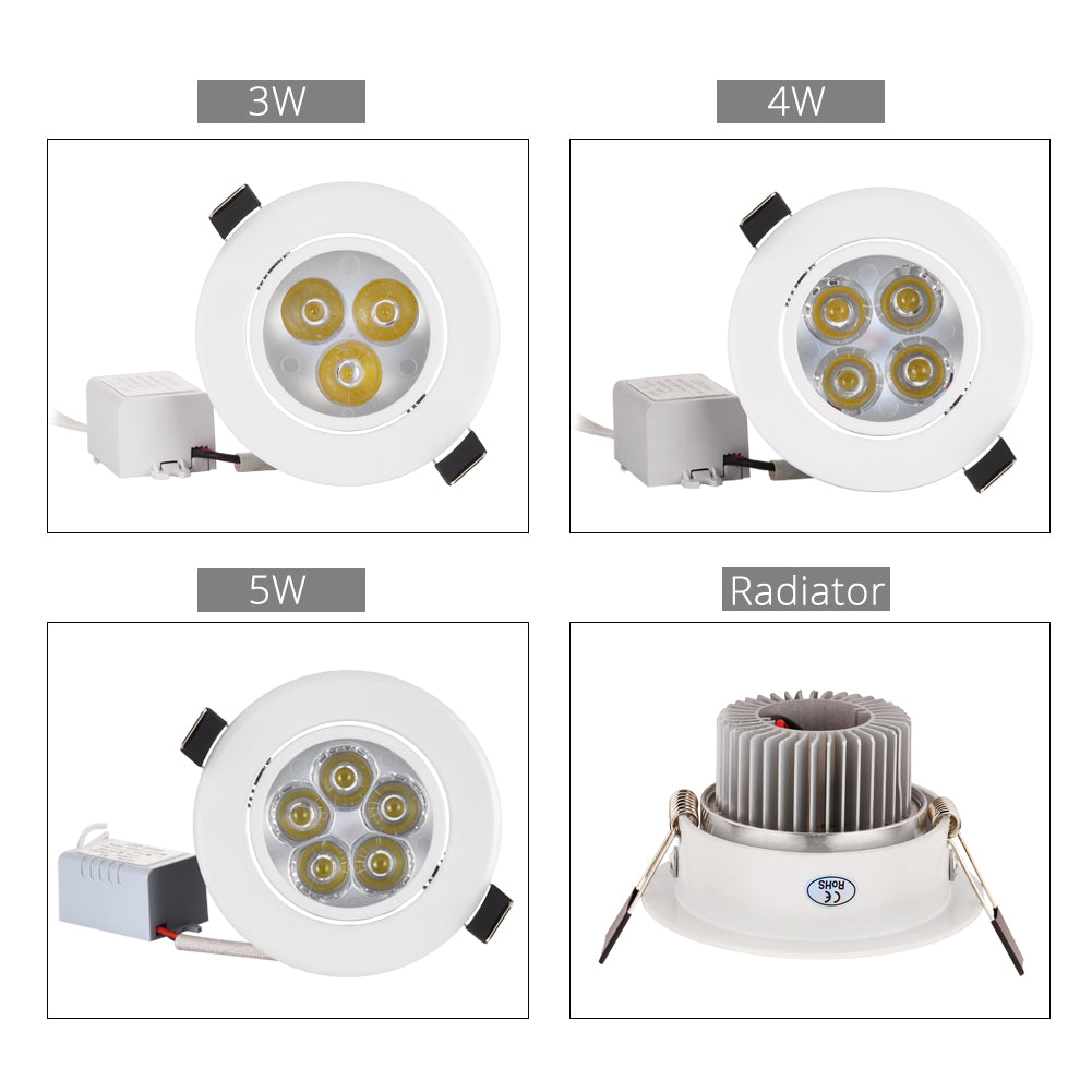 10-Pack Recessed LED Downlight - 3W/4W/5W COB Spotlight
