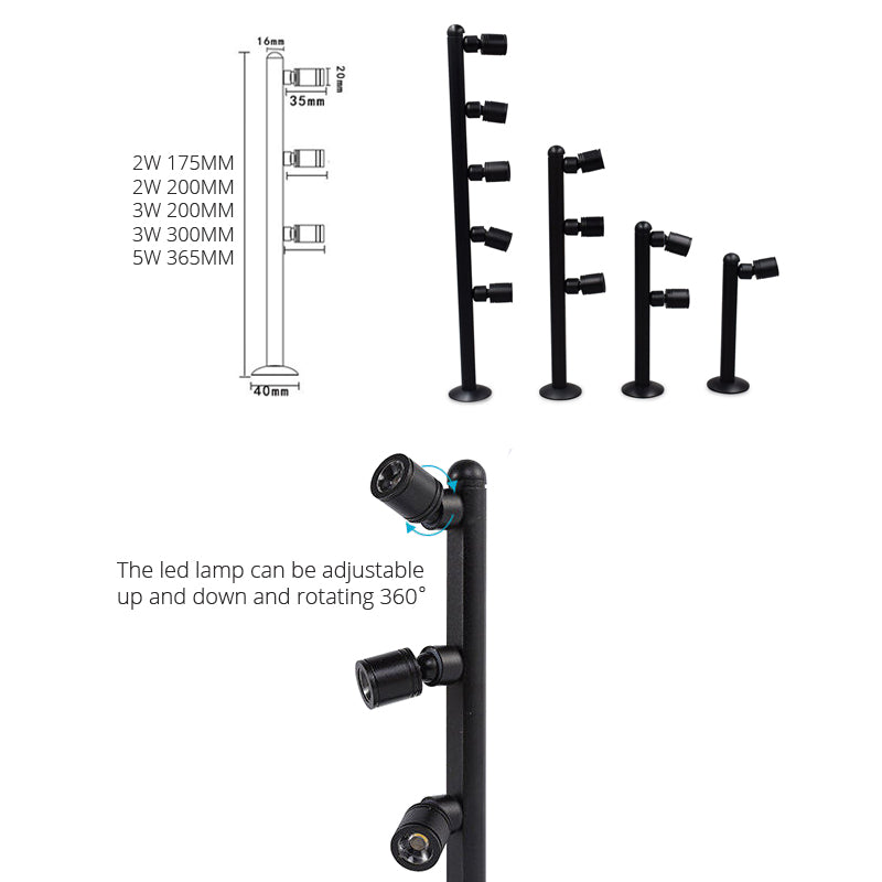 LRLEDS Professional Jewelry Showcase LED Pole Light - 360° Rotating Display Spotlight for Diamonds, Watches & Exhibitions (Adjustable Height)