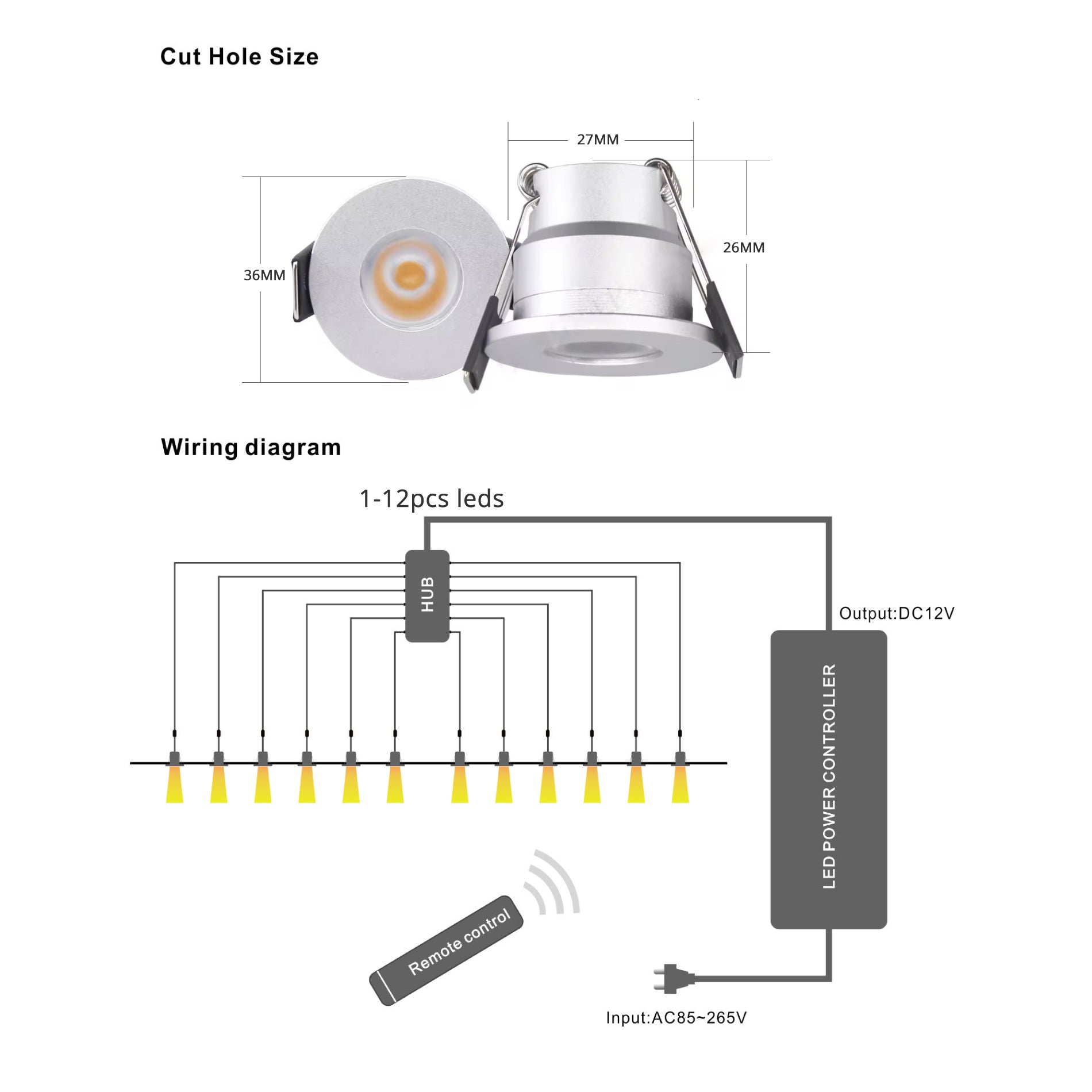 Dimming IP44 6-12 Pack LED Recessed Spotlight Kit Power Supply Multi Use Lights for Gazebo, Pergola, Patio, Carport, Bathroom & Basement