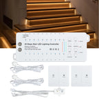 20-Step Intelligent Motion Sensor Stair LED Lighting Controller Kit - PIR & Wireless Control