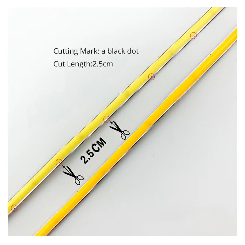 Ultra-Thin 4mm COB LED Strip Light - 12V, 480 LEDs/m, CRI 90+, High Density Flexible Tape