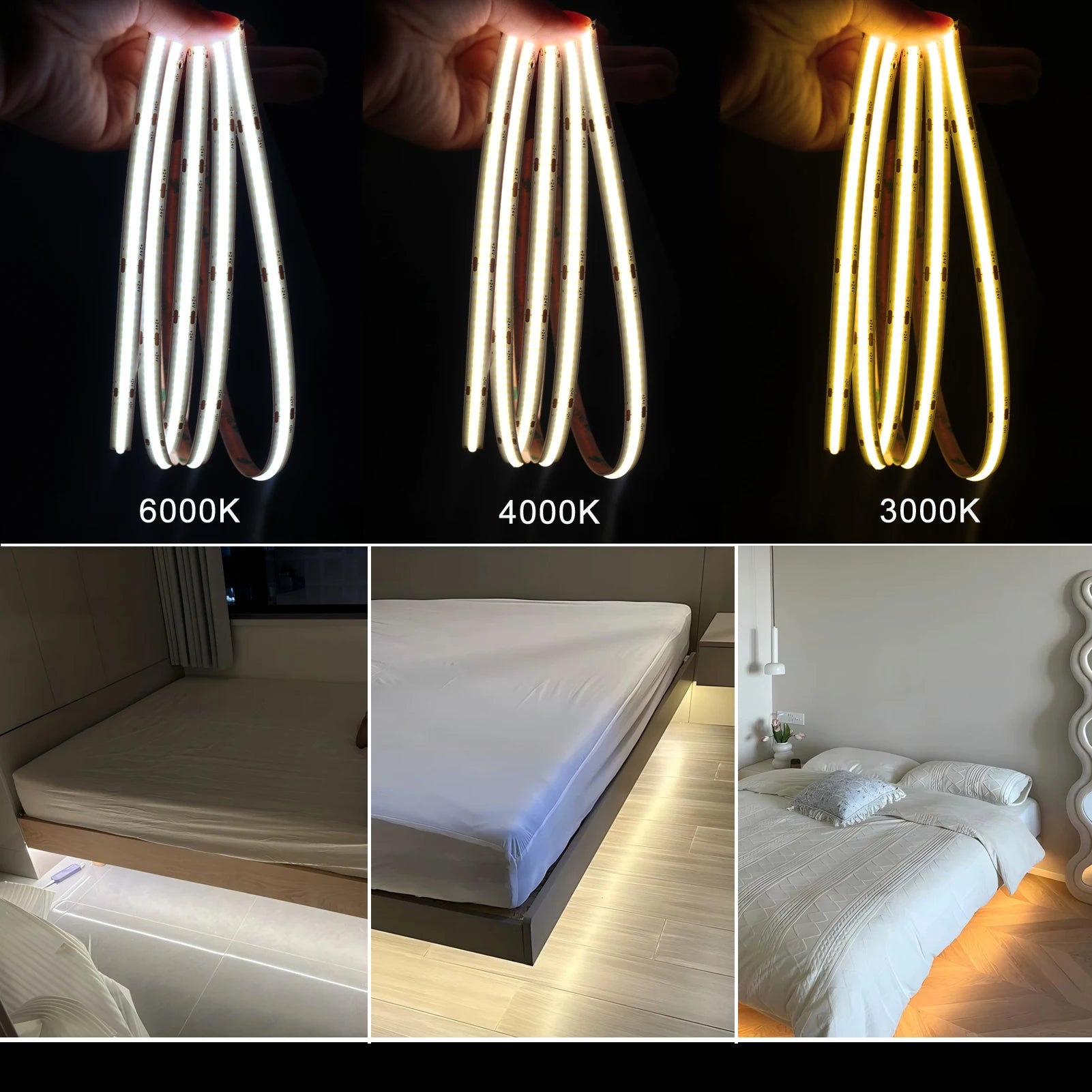 Smart PIR Motion Sensor COB LED Strip Kit - Under Bed & Stairway Safety Lighting