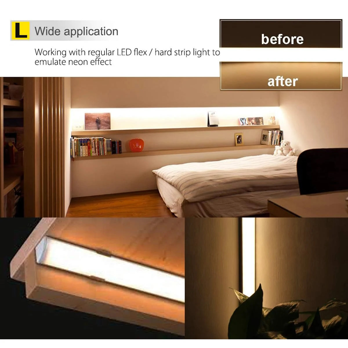 Architectural V-Shape Corner Aluminum Profile (20-Pack) - Milky Diffuser for LED Strips