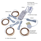 Through-Wood Touch Sensor COB LED Under Cabinet Lighting Kit - Dimmable, Dotless 12V Strip