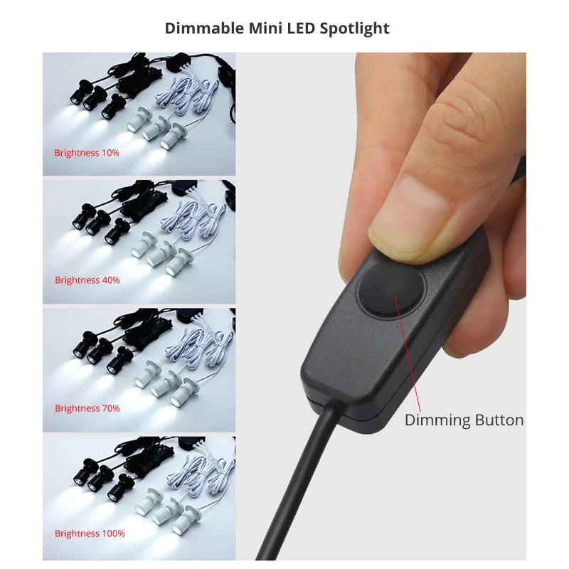 USB-Powered Dimmable Cabinet Spotlight Kit - High-End Jewelry & Display Lighting