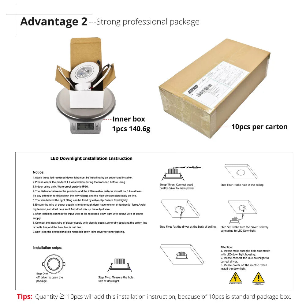 Architectural Recessed LED Downlight - 9W/12W/15W COB Spotlight