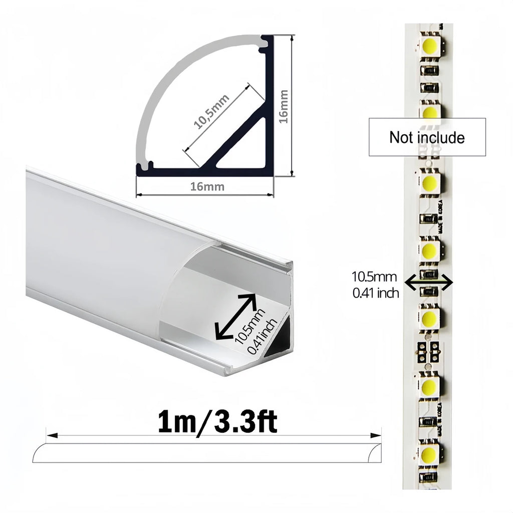 Architectural V-Shape Corner Aluminum Profile (20-Pack) - Milky Diffuser for LED Strips