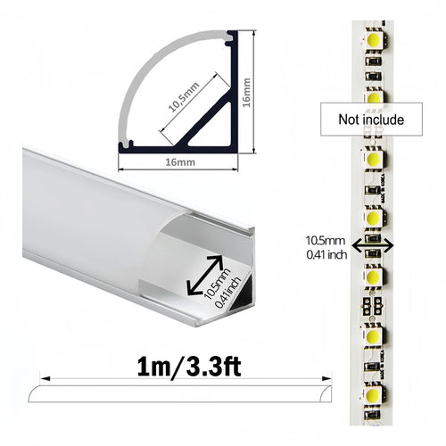 Architectural V-Shape Corner Aluminum Profile (20-Pack) - Milky Diffuser for LED Strips