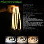 Through-Wood Touch Sensor COB LED Under Cabinet Lighting Kit - Dimmable, Dotless 12V Strip
