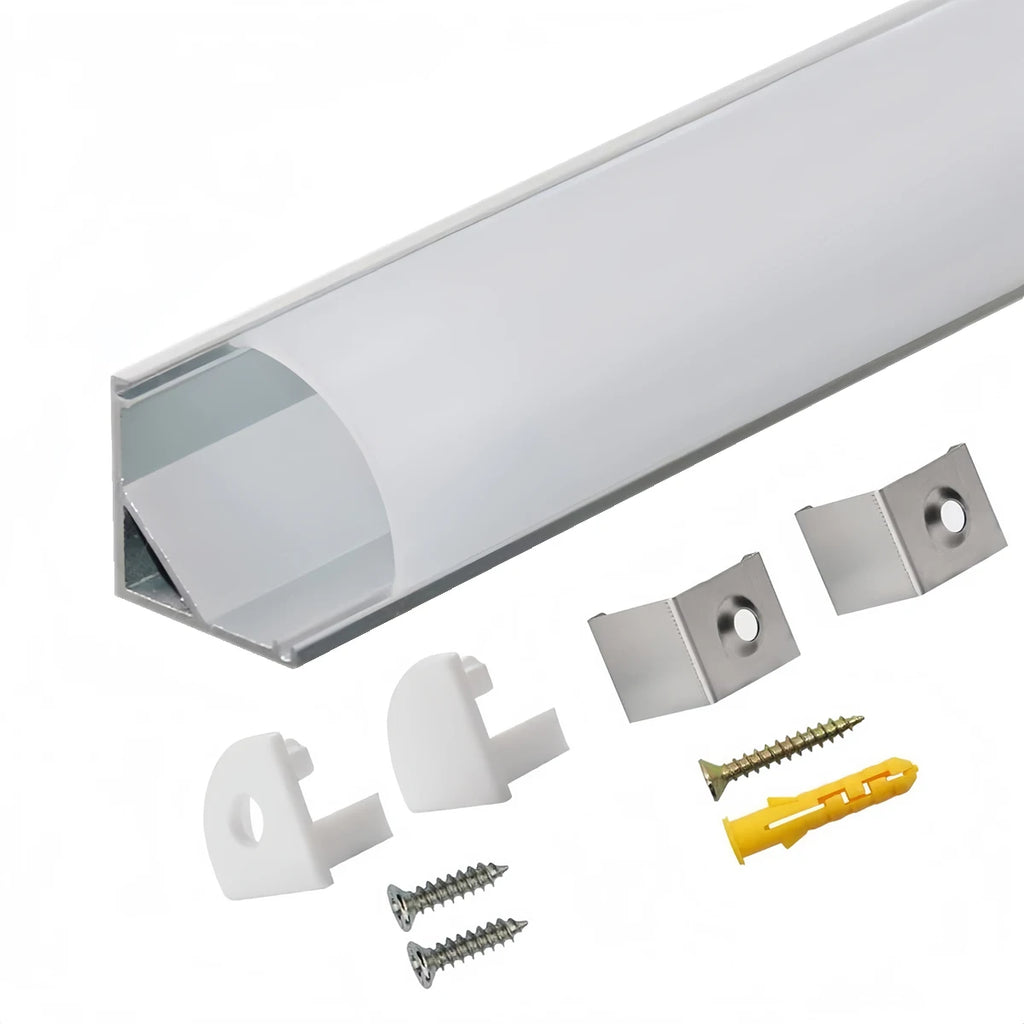 Architectural V-Shape Corner Aluminum Profile (20-Pack) - Milky Diffuser for LED Strips