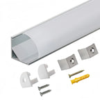 Architectural V-Shape Corner Aluminum Profile (20-Pack) - Milky Diffuser for LED Strips