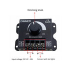 High-Power 30A LED Dimmer - DC 12V-24V, 360W-720W Manual Stepless Controller for LED Strips