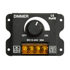 High-Power 30A LED Dimmer - DC 12V-24V, 360W-720W Manual Stepless Controller for LED Strips