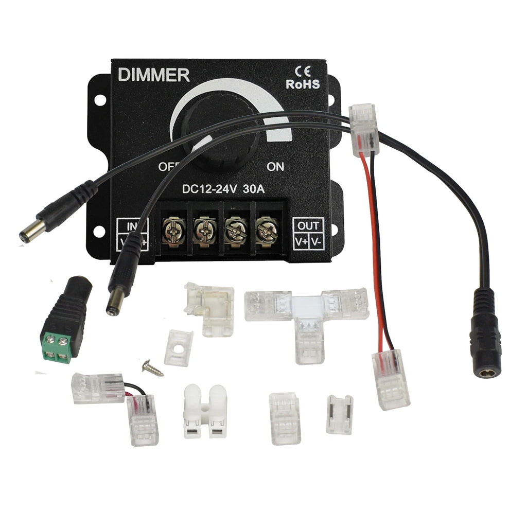 LED Strip Essential Accessories Kit - Professional Dimmers, Connectors & 12V Power Kits