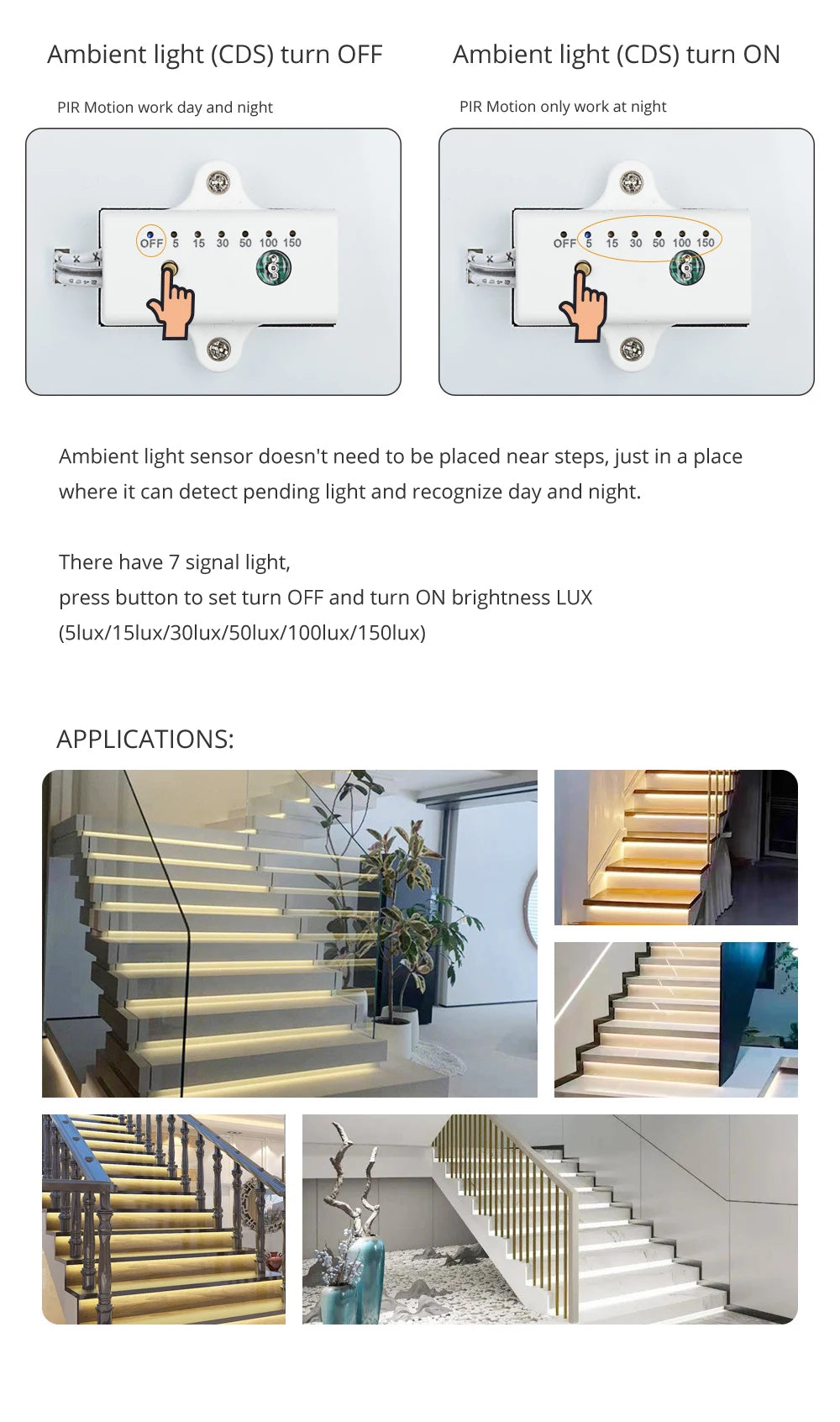 20-Step Intelligent Motion Sensor Stair LED Lighting Controller Kit - PIR & Wireless Control